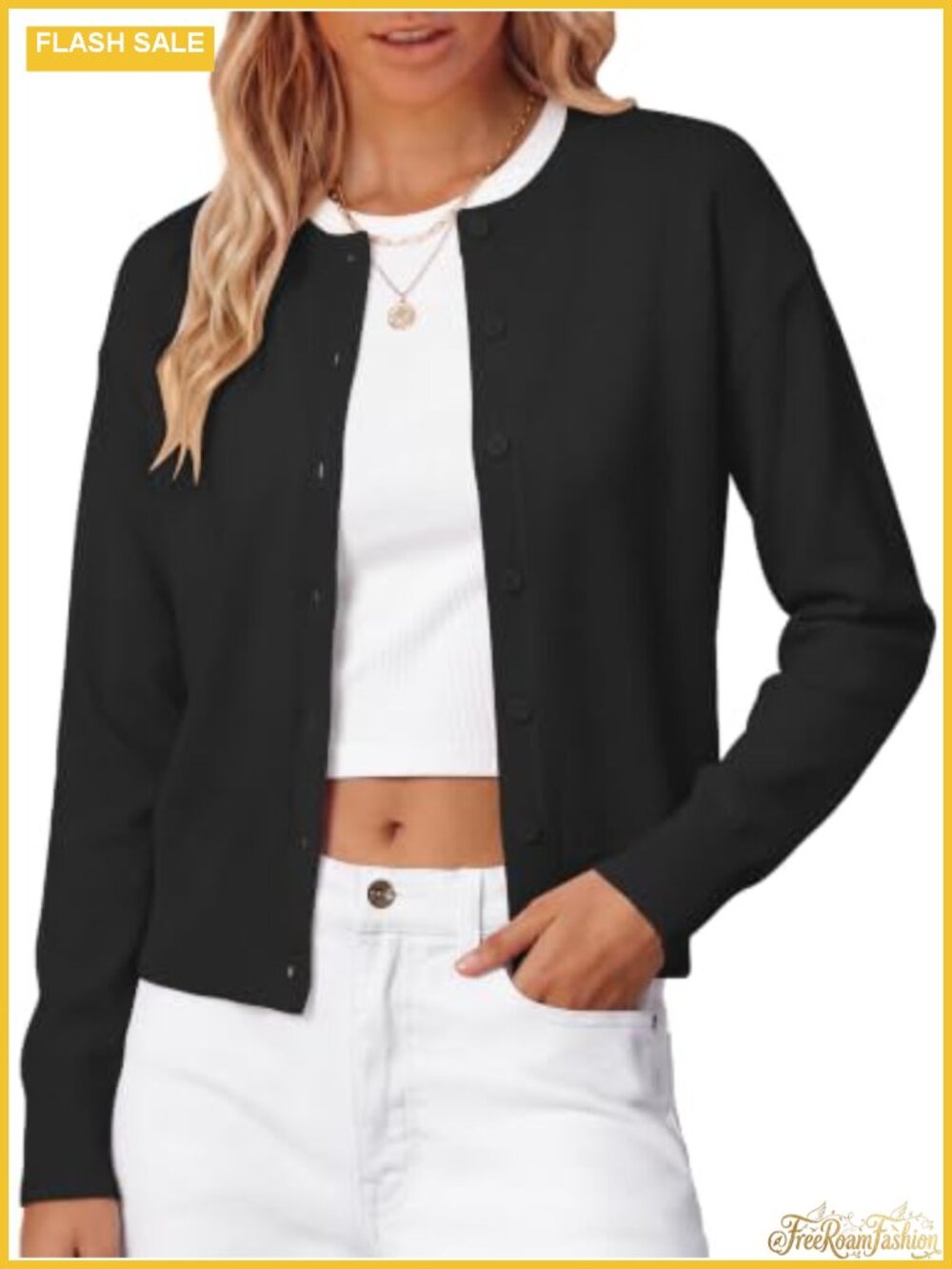 Wool Blend Cropped Knit Cardigan Lightweight Button Sweater